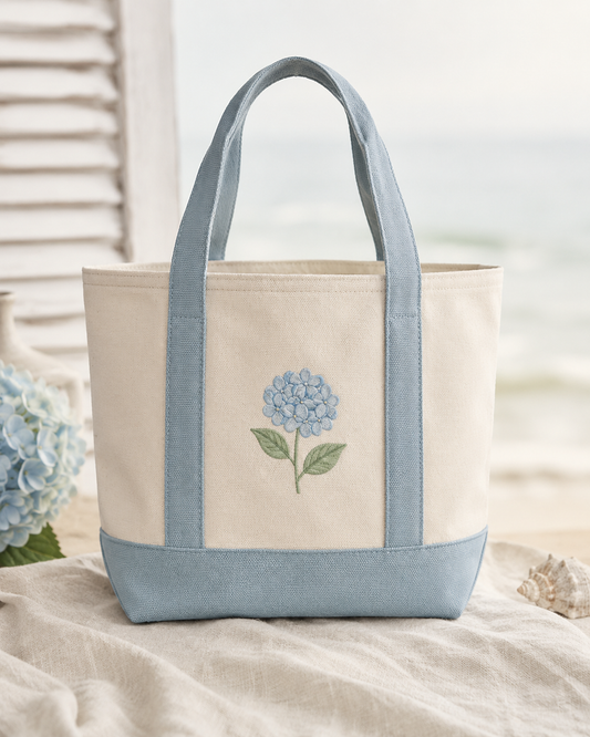Hydrangea Embroidered Tote bag